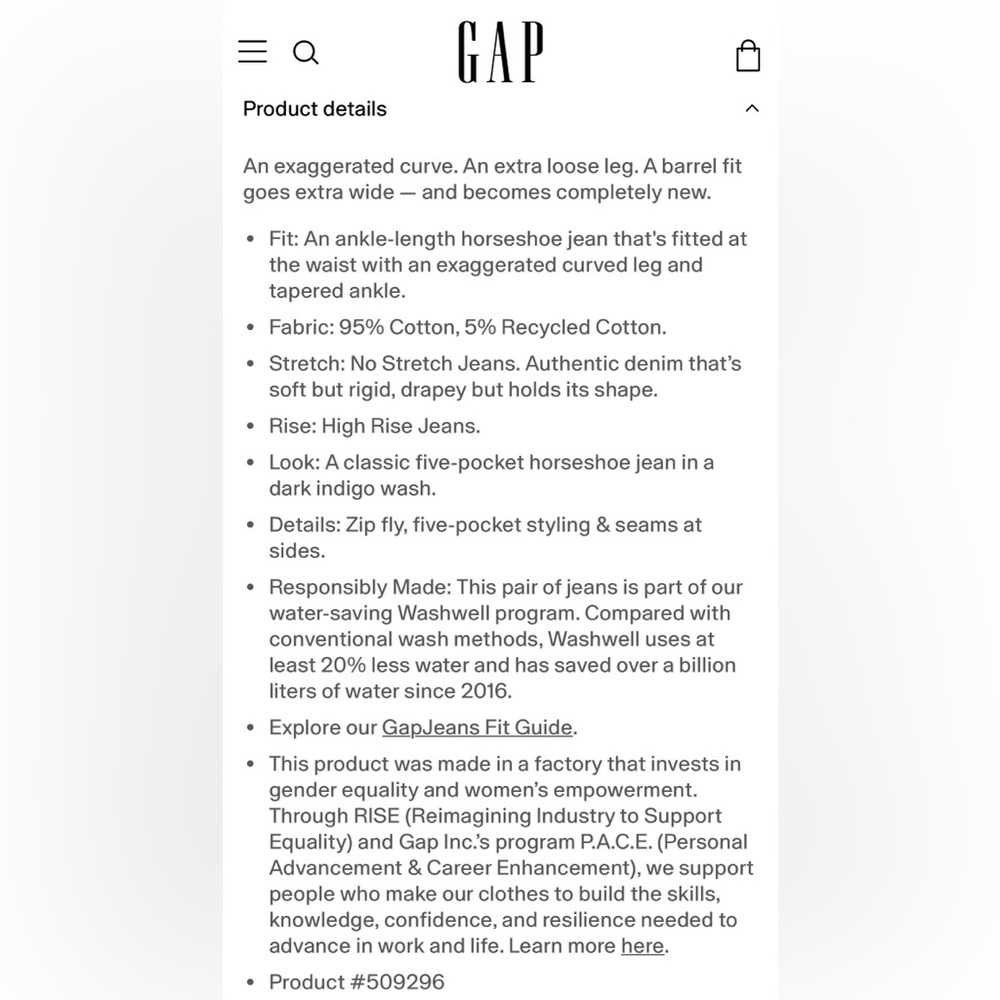 GAP High Rise Horseshoe Jeans - Picture 2 of 15
